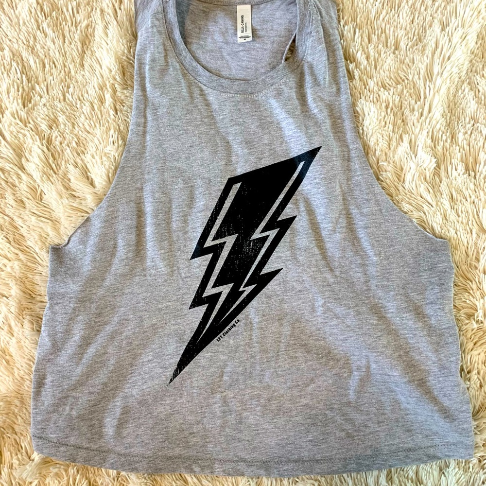 ⚡️Lightning Bolt ⚡️Cropped Muscle Racerback Tank - Picture 2 of 8